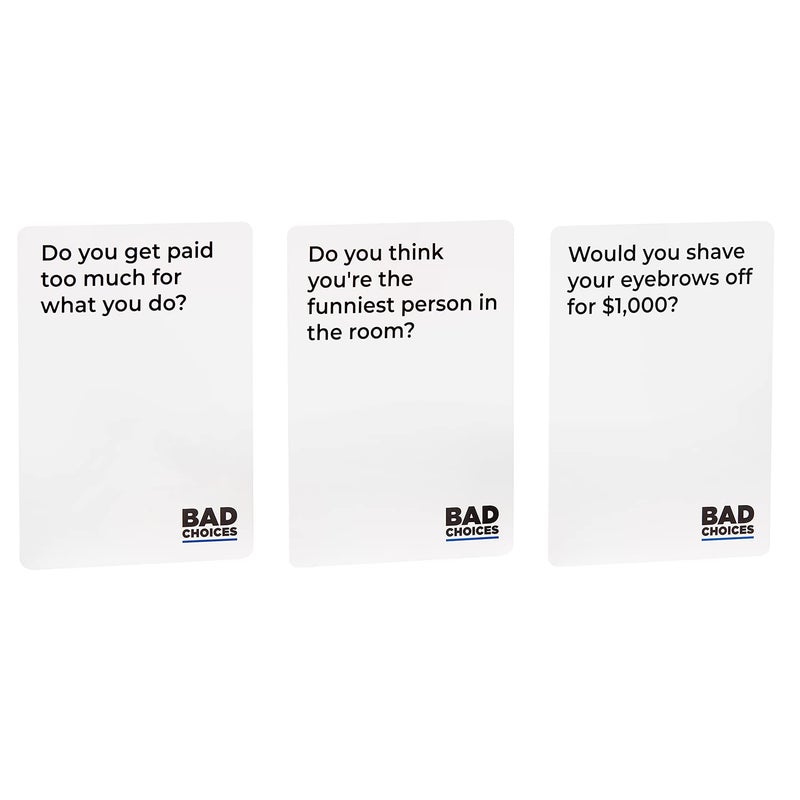 BAD CHOICES لعبة BAD CHOICES - لعبة هل سبق لك؟ - لعبة بطاقات مضحكة للبالغين لحفلات الفيل الأبيض، هدايا الجوارب وليالي ألعاب الطاولة مع أصدقائك - Image 5